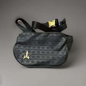 Jeffree Star Black Star Monogram Waist Bag Fanny Pack Gold Buckle Crossbody